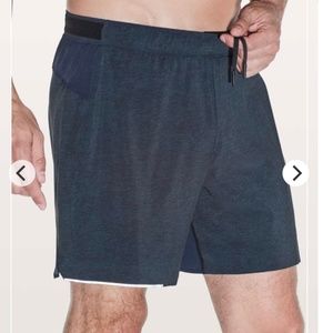 Lululemon Surge 6” Lined Shorts - Heathered Texture Printed Iron Blue True Navy